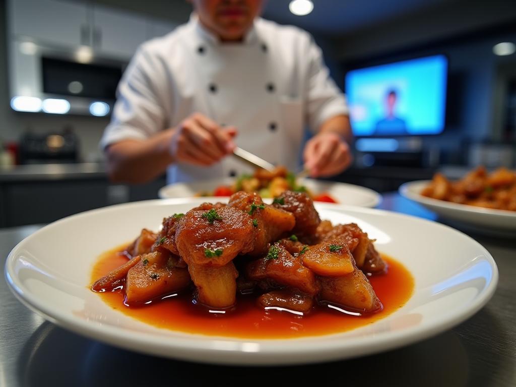 Live interactive Filipino cooking class with chef demonstrating adobo preparation