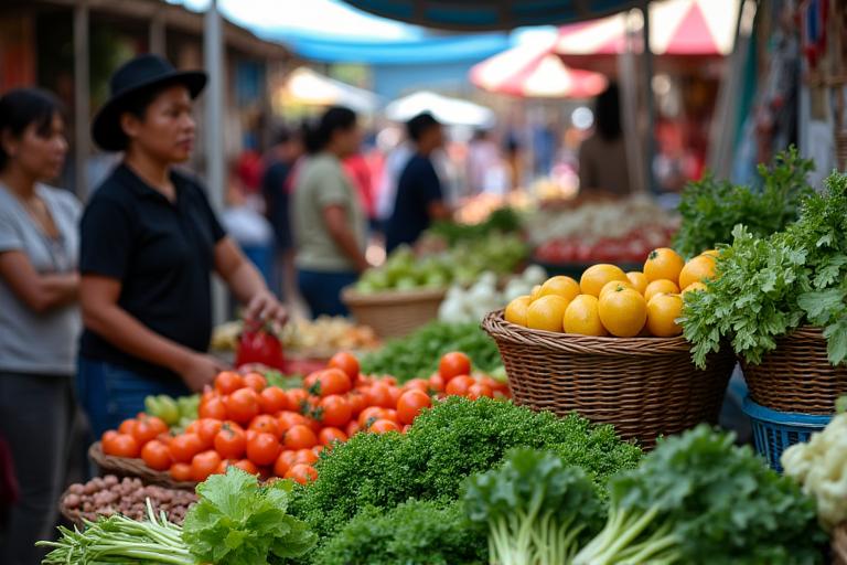 Filipino local market shopping guide showing fresh vegetables and seafood